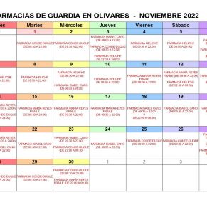 CALENDARIO FARMACIAS GUARDIA NOVIEMBRE 2022