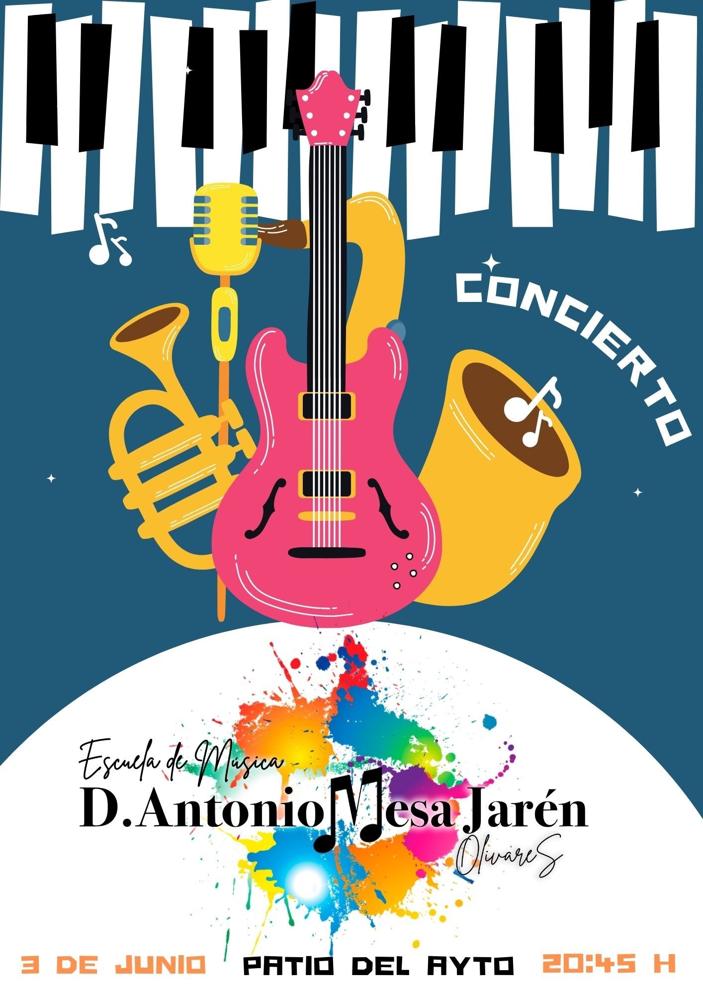 Cartel Di¿a mundial del jazz Ilustrativo Azul